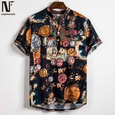 Casual Men Shirt Plus Size High Street Blouse Summer Fashion Harajuku Shirts 2019 Mens Hawaiian Clothing Cool Club Beach Tops
