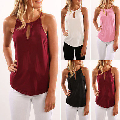 Fashion Women Summer Solid Hollow Out Camis Vest Tops Sleeveless Strap Casual Tank Tops  Women Clothing