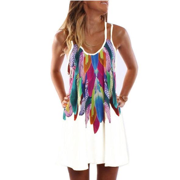 Women Fashion 2017 Boho Style Sexy Printed Plus Size Women Clothing Casual Summer Beach Femme Robe Vestidos Dress WS804Y