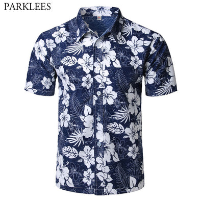 Mens Summer Fashion Beach Hawaiian Shirt Brand Slim Fit Short Sleeve Floral Shirts Casual Holiday Party Clothing Camisa Hawaiana