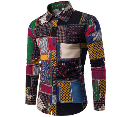 Clothing Fashion Male Shirt Flax Dress Shirts Slim Fit Turn-Down Men Long Sleeve Shirt Mens Hawaiian Shirt Big Sizes