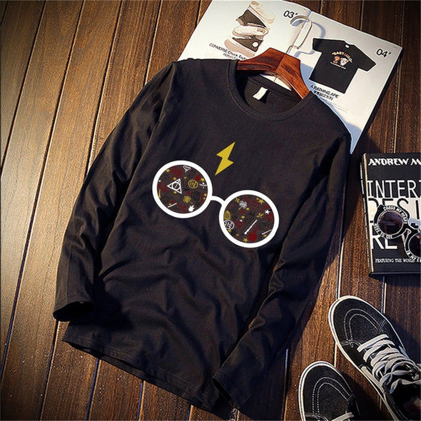 Pure Cotton T-Shirt Funny Harry Harajuku Aesthetics Potter Printed Long Sleeve Fashion Casual Tops & Tees Brand Unisex Clothing