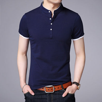 2019 Fashion Brands New Summer Polo Shirt Mens Solid Color Short Sleeve Slim Fit Stand Collar Poloshirt Casual Men's Clothing