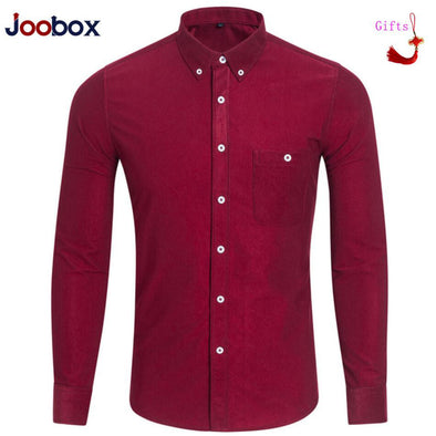 Men Fashion Casual corduroy Long Sleeved shirt Slim Fit Male Social Business Dress Shirt Brand Men Clothing Factory clearance