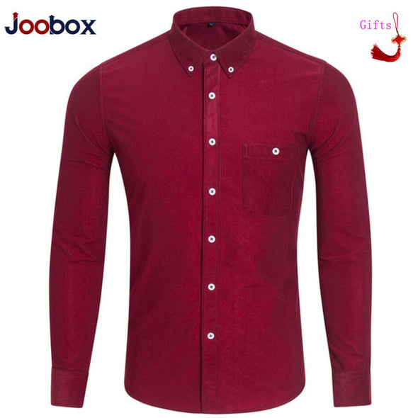 Men Fashion Casual corduroy Long Sleeved shirt Slim Fit Male Social Business Dress Shirt Brand Men Clothing Factory clearance