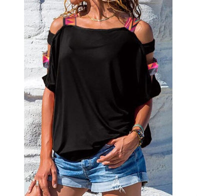 Fashion Women Lady Summer Loose Casual Top Short Sleeve Off Shoulder Blouse Ladies Casual Tops Shirt Summer Clothing