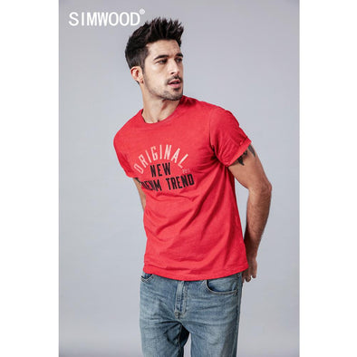 SIMWOOD summer new letter print t shirt men vintage washed t-shirt 100% cotton fashion 2019 top plus size brand clothing 190261